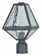  Glacier 1-Light Outdoor Lantern Post In Black Charcoal With Water Panelss Glass