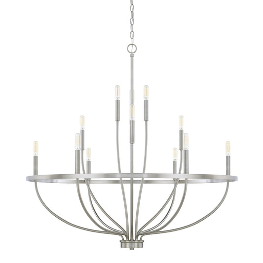  Greyson 12-Light Chandelier In Brushed Nickel