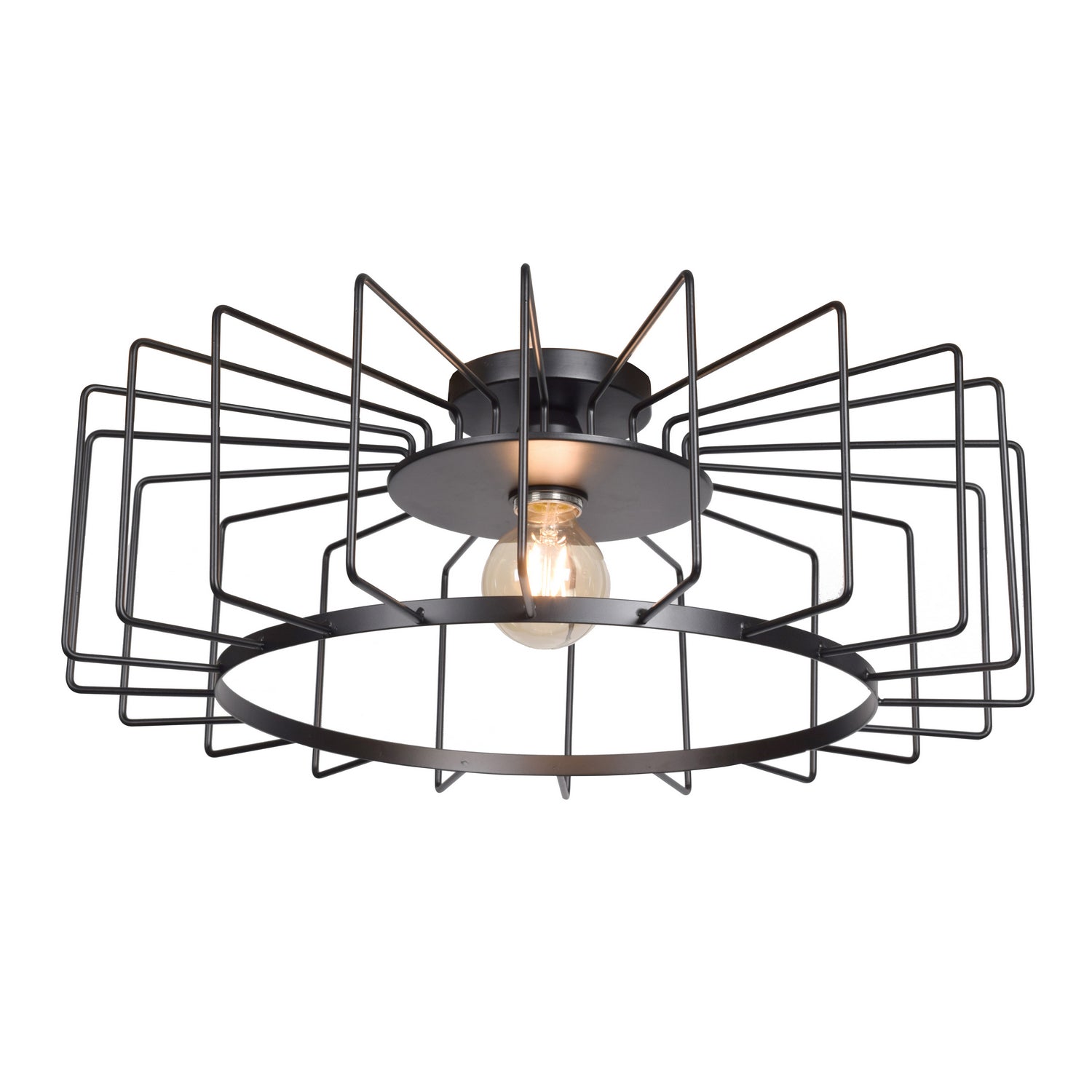  Wired 1-Light Horizontal Cage Flush Mount