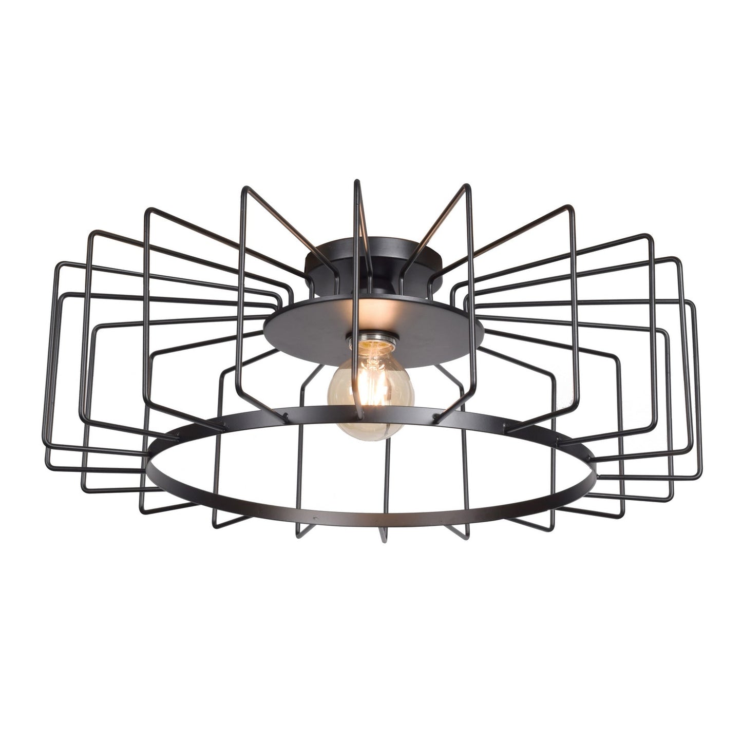  Wired 1-Light Horizontal Cage Flush Mount