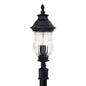  Newport 3-Light Post Mount In Heritage & Mouth Blown Clear Optic Glass