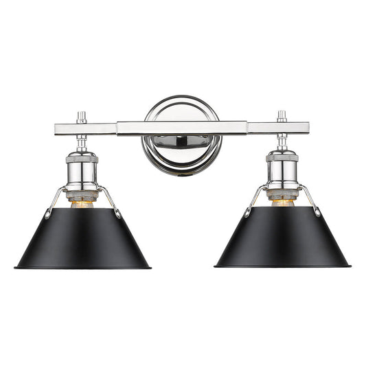 Golden Lighting Orwell 2-Light Bath Vanity In Chrome With Black Shades
