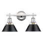 Golden Lighting Orwell 2-Light Bath Vanity In Chrome With Black Shades