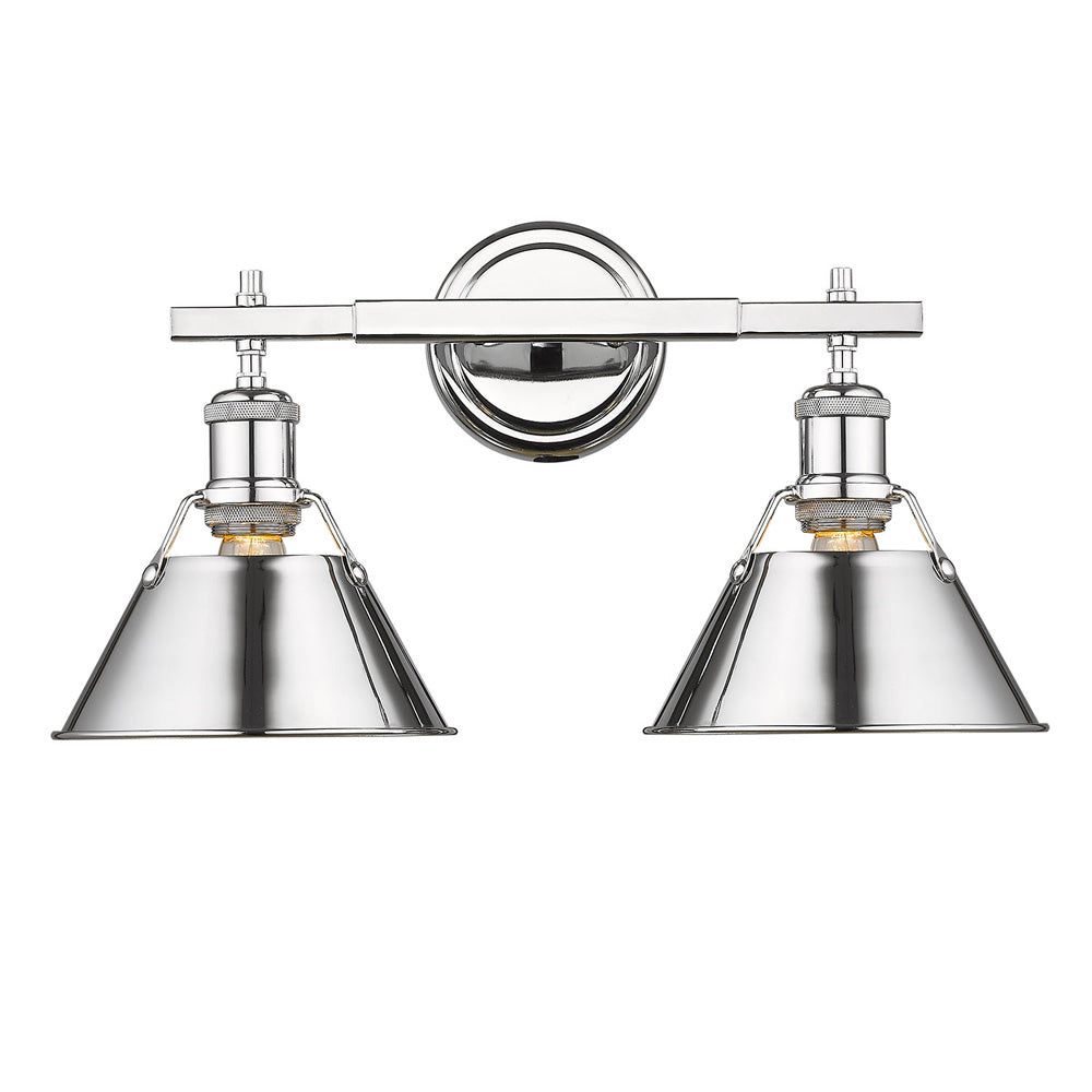 Golden Lighting Orwell 2-Light Bath Vanity In Chrome With Chrome Shades