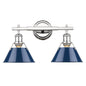 Golden Lighting Orwell 2-Light Bath Vanity In Chrome With Navy Blue Shade