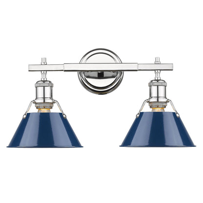 Golden Lighting Orwell 2-Light Bath Vanity In Chrome With Navy Blue Shade