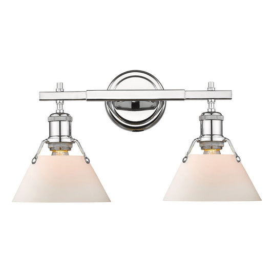 Golden Lighting Orwell 2-Light Bath Vanity In Chrome With Opal Glass