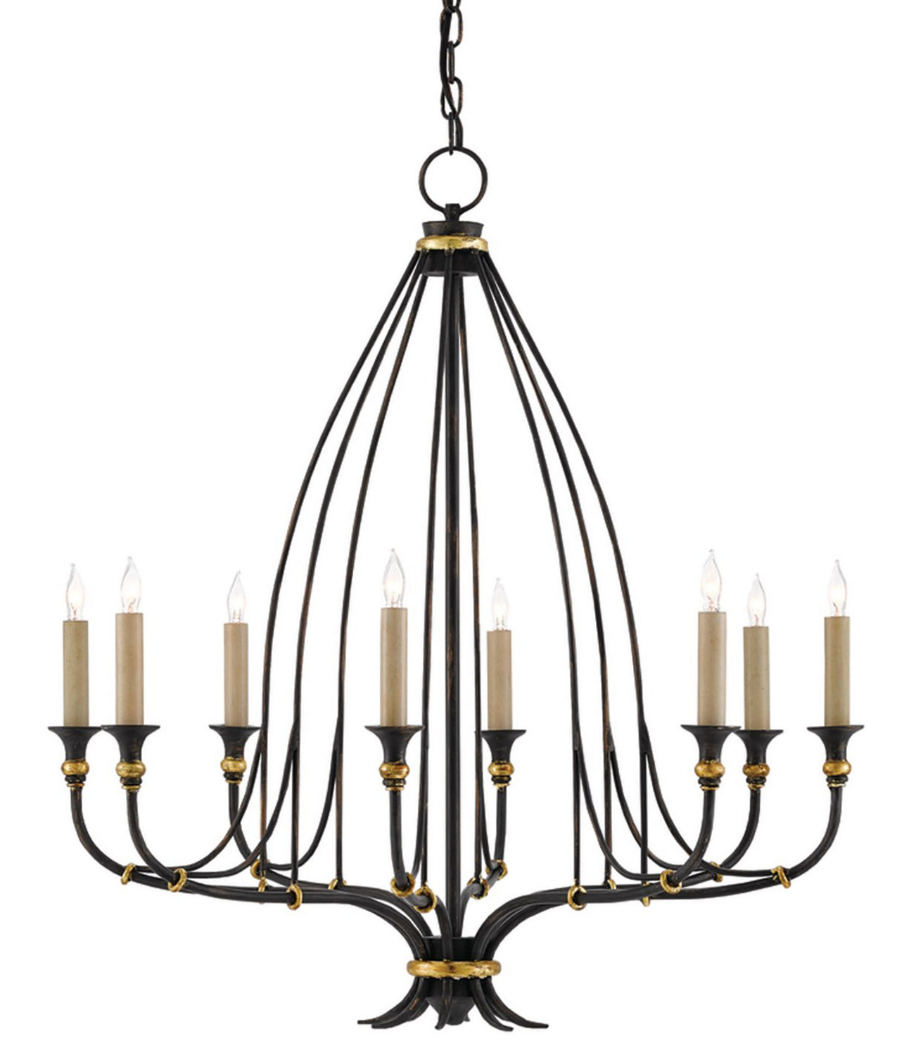  Folgate 8-Light Chandelier In French Black & Gold Leaf