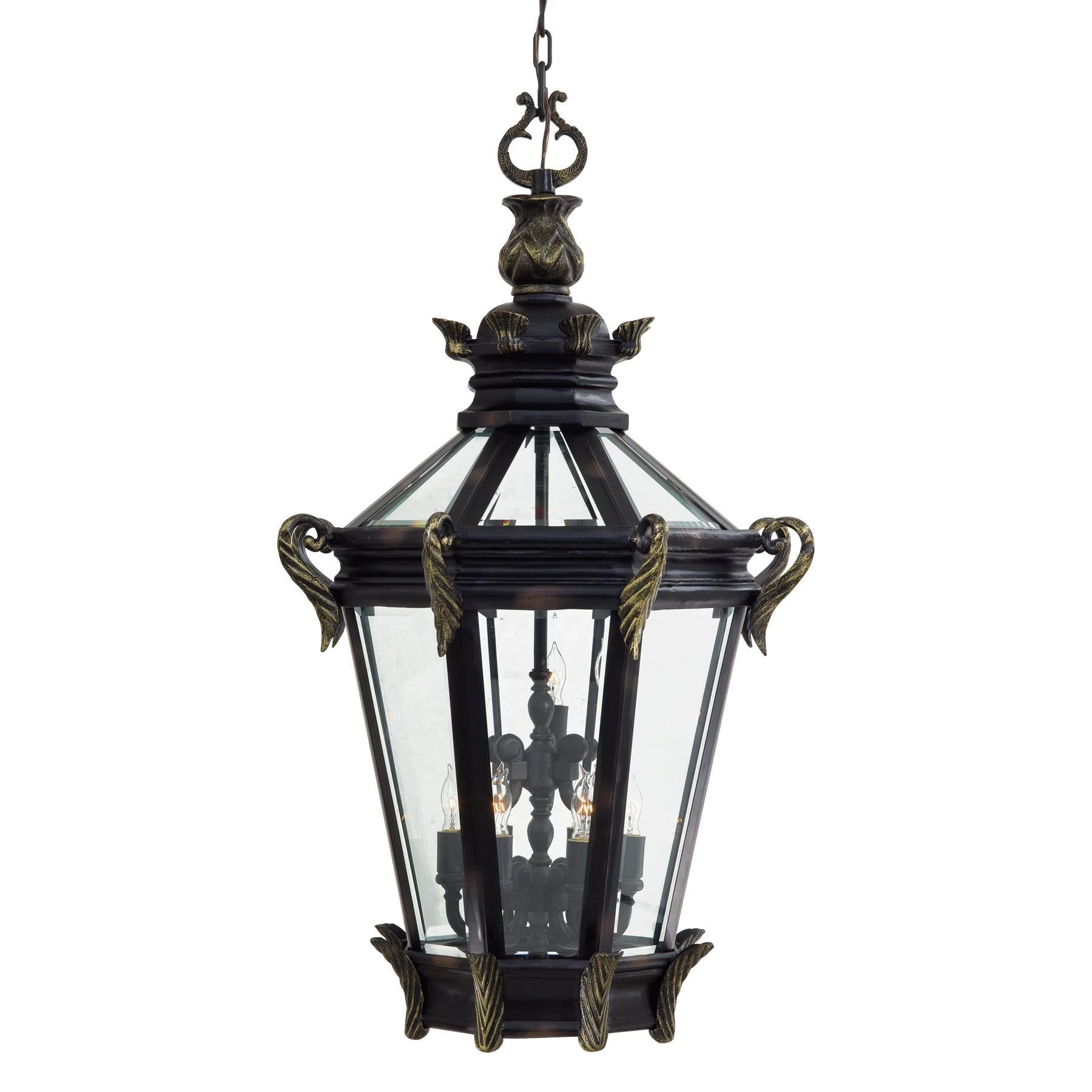  Stratford Hall 9-Light Chain Hung In Heritage With Gold Highlights & Clear Beveled Glass