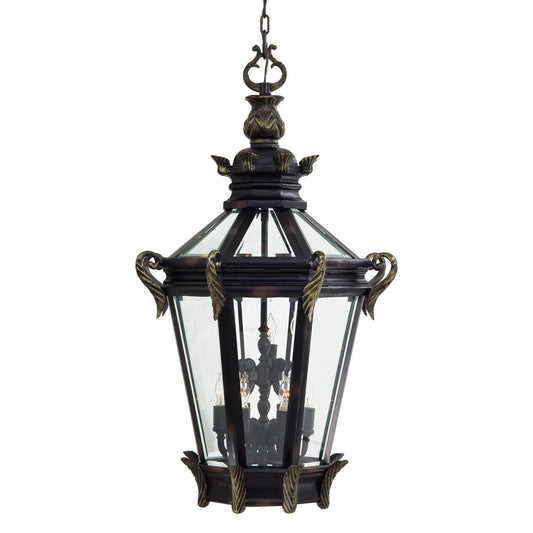  Stratford Hall 9-Light Chain Hung In Heritage With Gold Highlights & Clear Beveled Glass