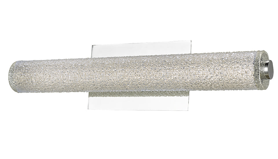  Radius 20" Hand Blown Diamond Glass Tube LED Vanity Light In Chrome