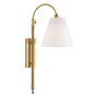  Curves No.1 1-Light Adjustable Wall Sconce W/ Rattan Accent In Aged Brass