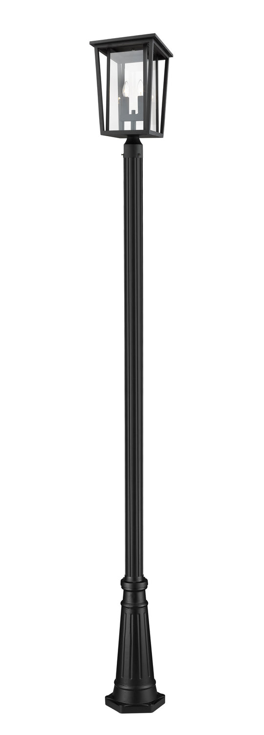 Z-LIte 2-Light Outdoor Post Mounted Fixture In Black With Clear Glass