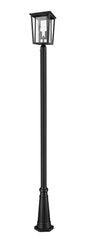 Z-LIte 2-Light Outdoor Post Mounted Fixture In Black With Clear Glass