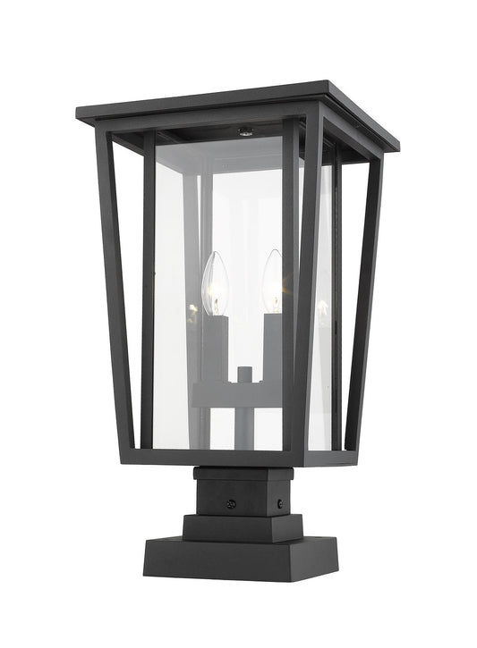 Z-LIte 2-Light Outdoor Pier Mounted Fixture In Black With Clear Glass