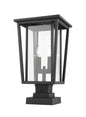 Z-LIte 2-Light Outdoor Pier Mounted Fixture In Black With Clear Glass