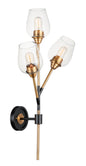 Maxim Savvy 3-Light Wall Sconce In Antique Brass & Black