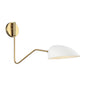  Jane 1-Light Swing Arm Sconce In Matte White/Burnished Brass