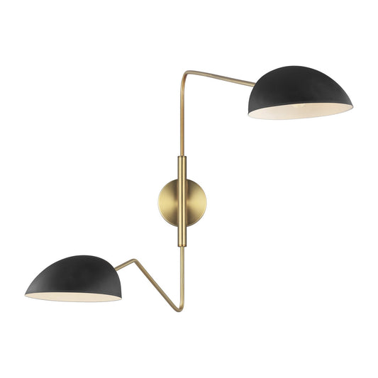  Jane 2-Light Swing Arm Sconce In Midnight Black/Burnished Brass