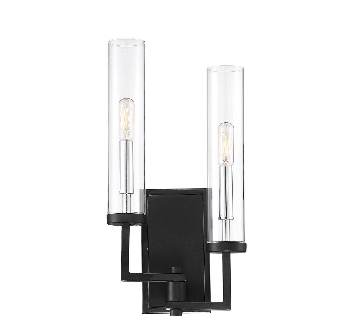  Folsom 2-Light Sconce In Matte Black With Polished Chrome Accents