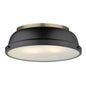 Golden Lighting Duncan Flush Mount In Aged Brass With Matte Black Shade