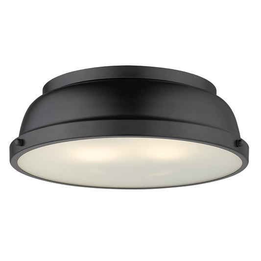 Golden Lighting Duncan Flush Mount In Matte Black With Matte Black Shade