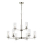  Zire 9-Light Chandelier In Brushed Nickel With Clear Glass