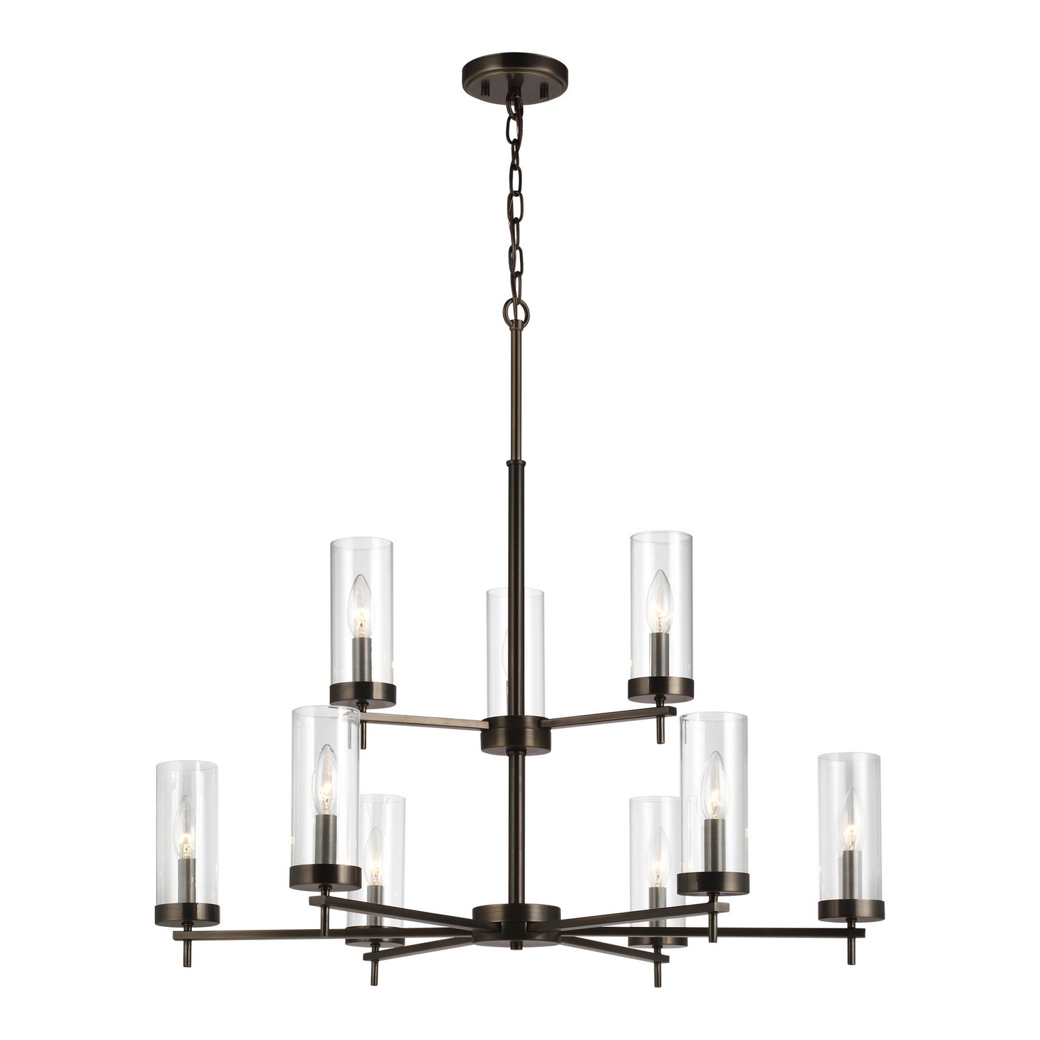  Zire 9-Light Chandelier In Brushed Oil Rubbed Bronze With Clear Glass