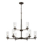  Zire 9-Light Chandelier In Brushed Oil Rubbed Bronze With Clear Glass