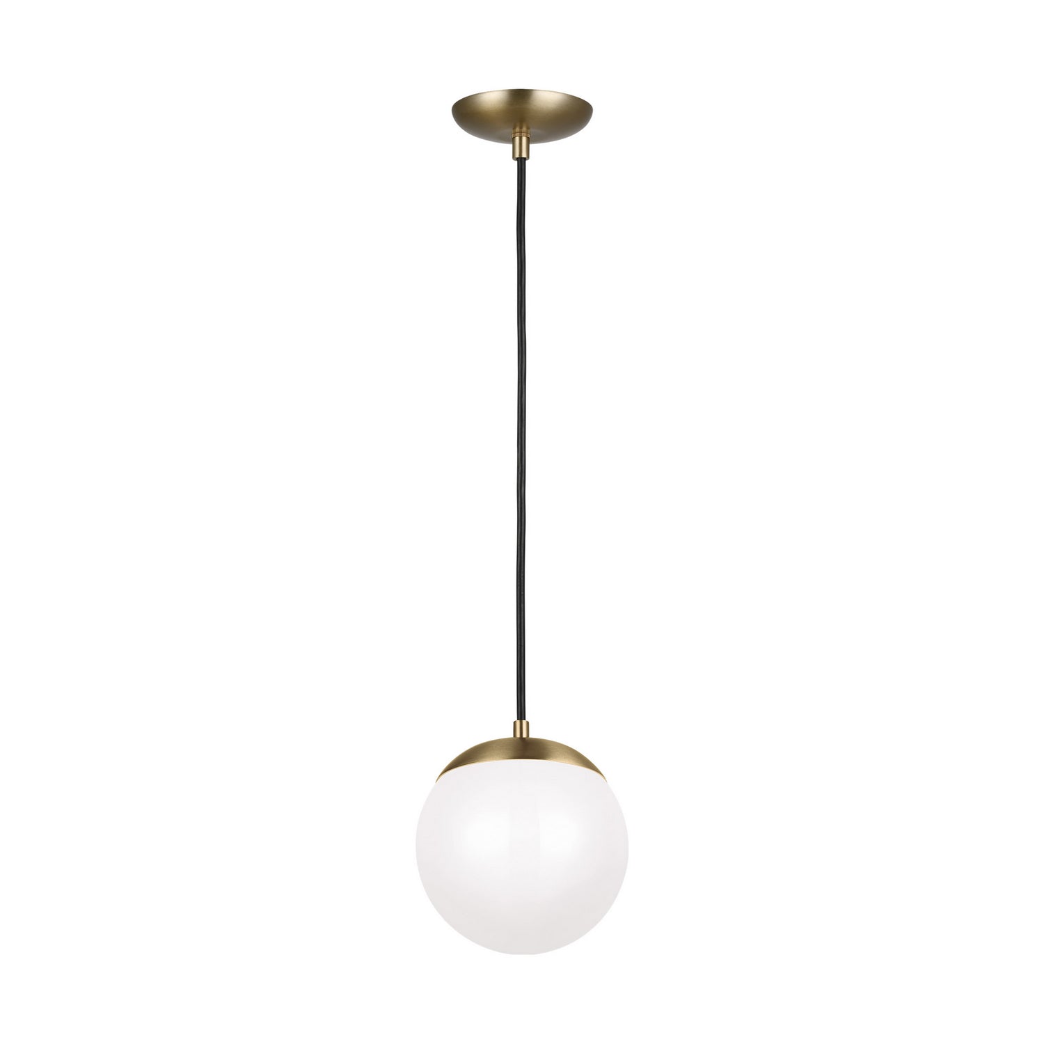  Leo Hanging Globe Small LED Pendant In Satin Bronze With Smooth White Glass