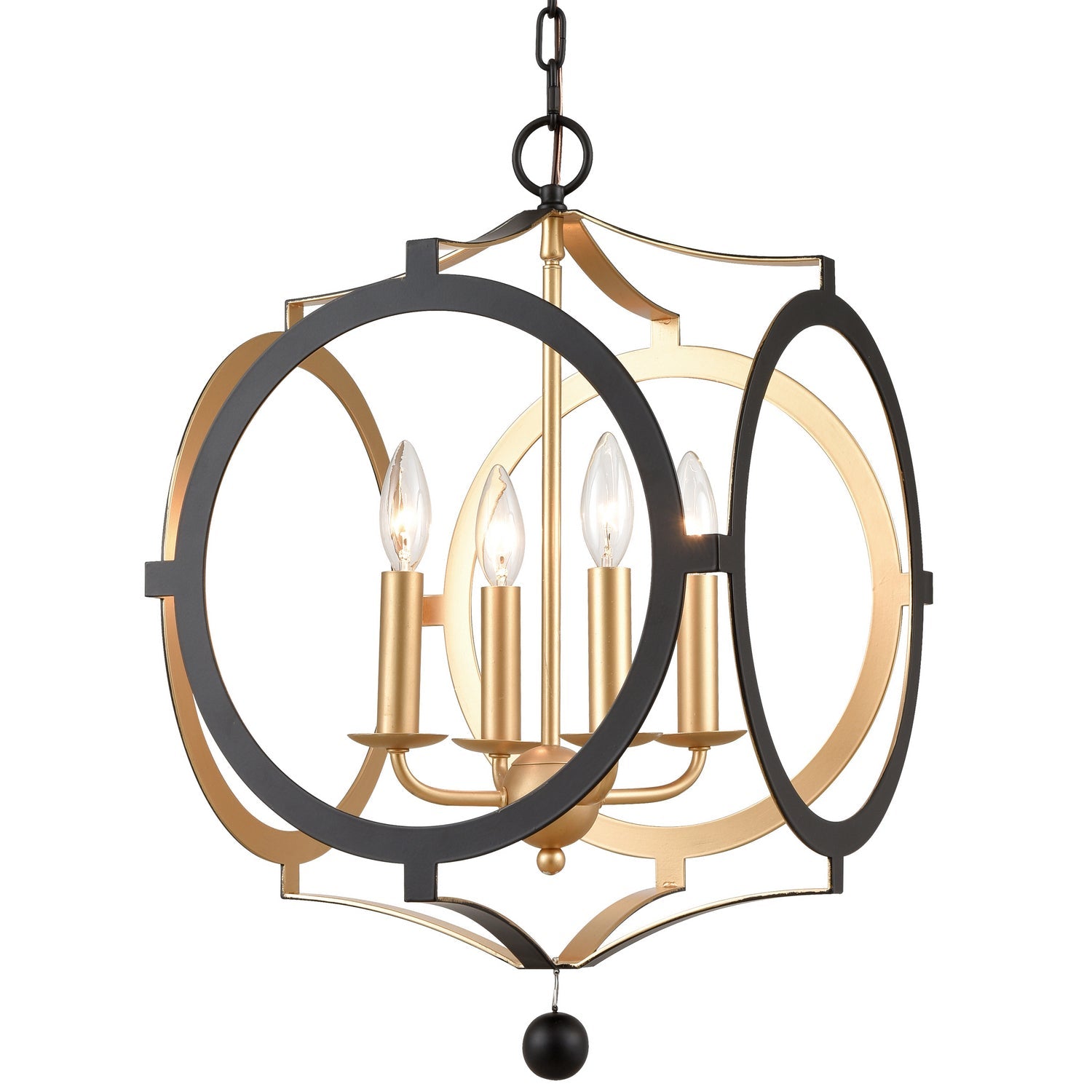  Odelle 4-Light Chandelier In Matte Black/Antique Gold