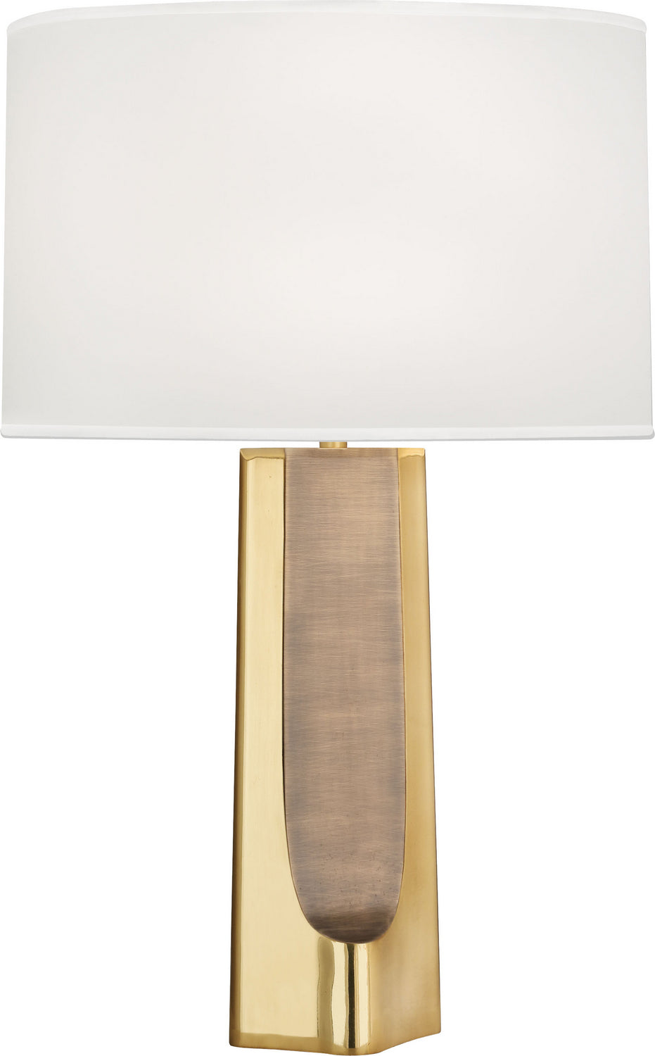  Margeaux Table Lamp In Modern Brass Finish With White Oval Organza Shade