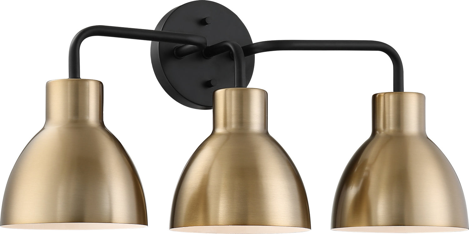  Sloan 3-Light Vanity In Matte Black & Burnished Brass