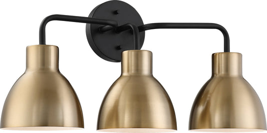  Sloan 3-Light Vanity In Matte Black & Burnished Brass