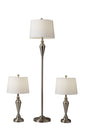  Glendale 3 Piece Floor And Table Lamp Set In Brushed Steel