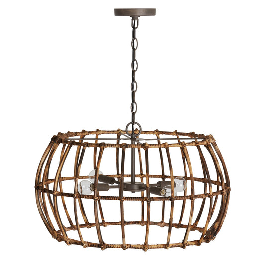  Sanibel 4-Light Pendant In Blazed Rattan And Nordic Grey