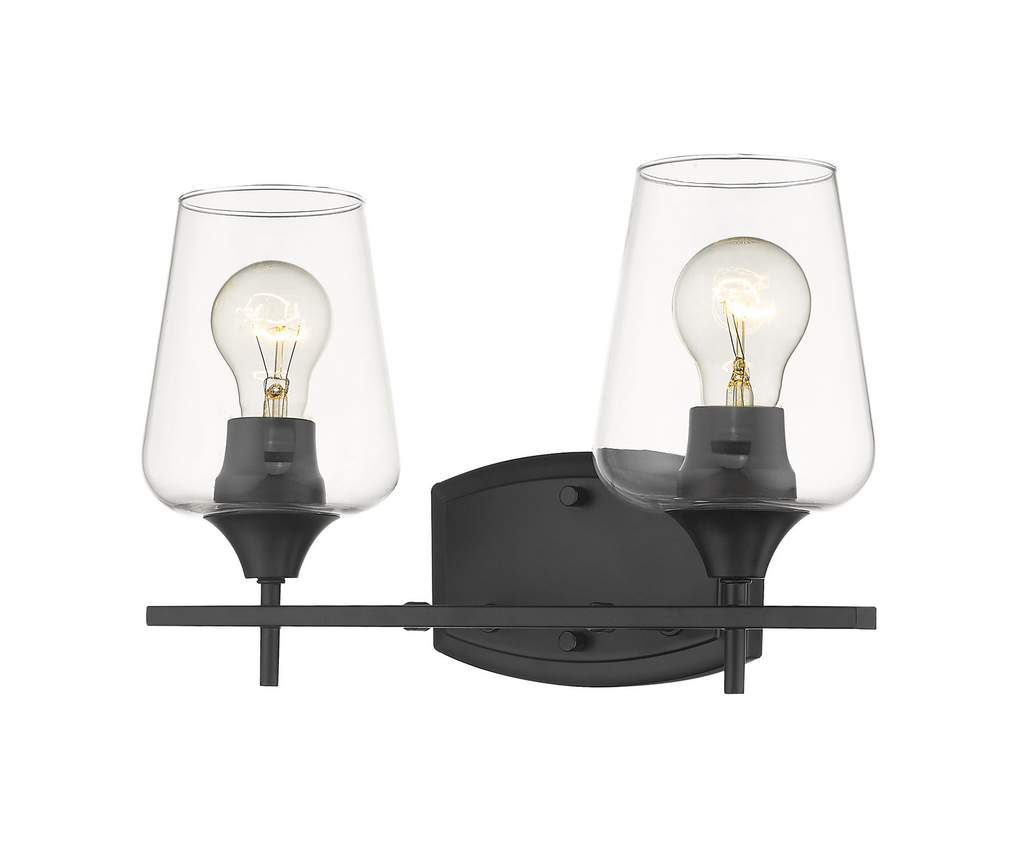 Z-LIte Joliet 2-Light Vanity In Matte Black With Clear Glass Shade
