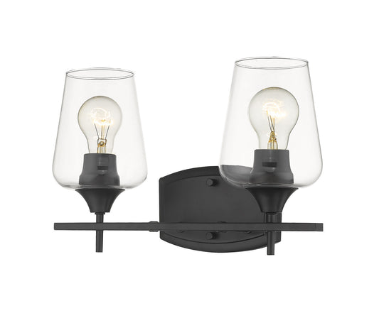 Z-LIte Joliet 2-Light Vanity In Matte Black With Clear Glass Shade