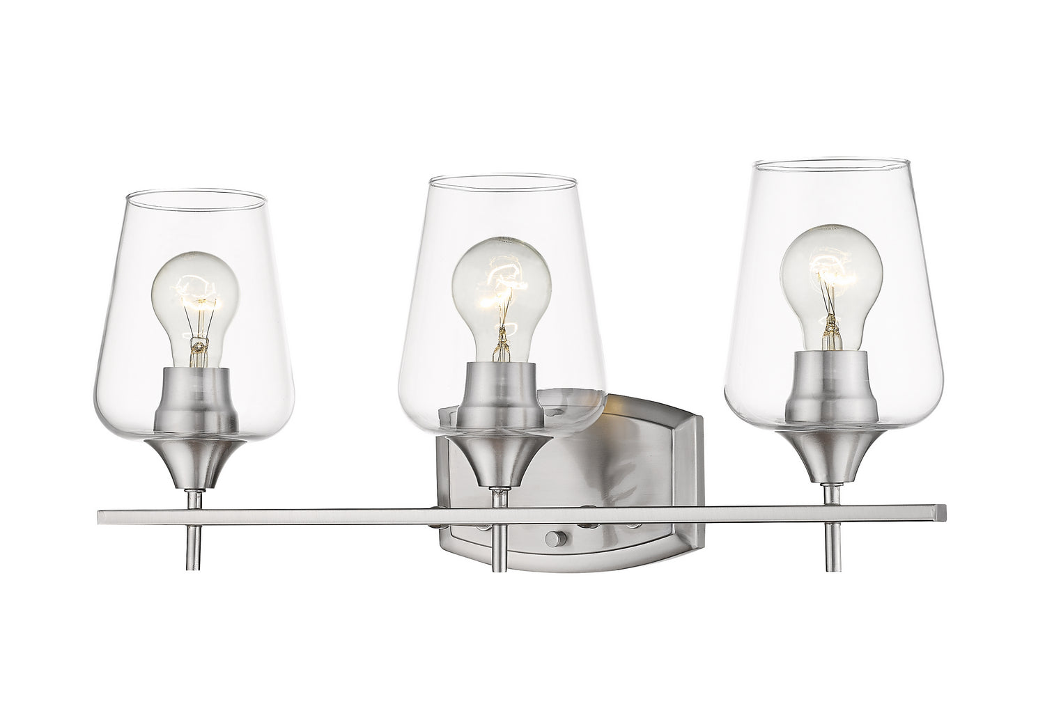 Z-LIte Joliet 3-Light Vanity In Brushed Nickel With Clear Glass Shade