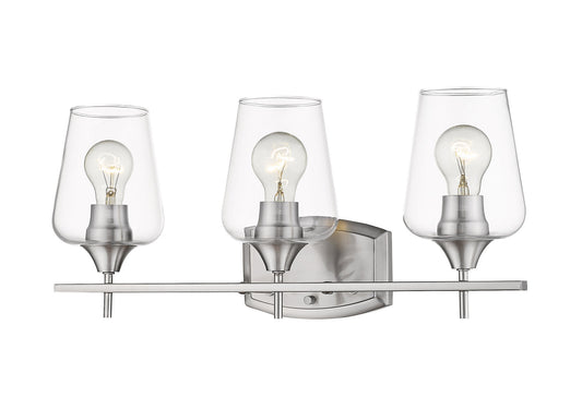Z-LIte Joliet 3-Light Vanity In Brushed Nickel With Clear Glass Shade