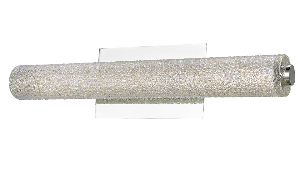  Radius 20" Hand Blown Diamond Glass Tube LED Vanity Light In Chrome