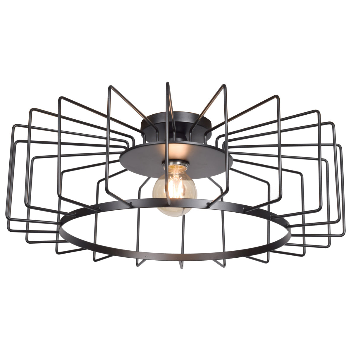  Wired 1-Light Horizontal Cage Flush Mount