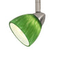  4 87" Tall Serpentine Track Head With Shade In Brushed Steel With Green Fire Glass