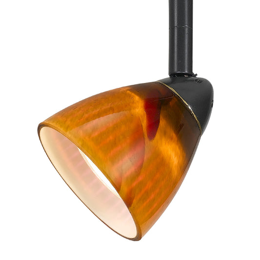  4 87" Tall Serpentine Track Head With Shade In Dark Bronze With Amber Spot Glass