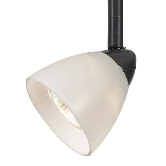  4 87" Tall Serpentine Track Head With Shade In Dark Bronze With White Glass