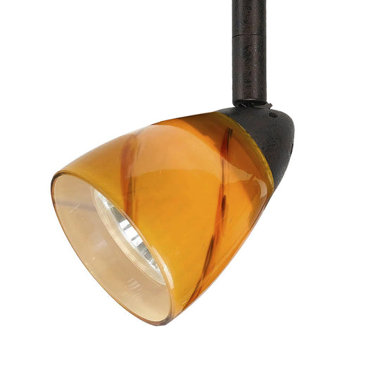  4 87" Tall Serpentine Track Head With Shade In Rust With Yellow Amber Spot Glass