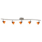  5-Light Pendant In Brushed Steel With Amber Spot Glass