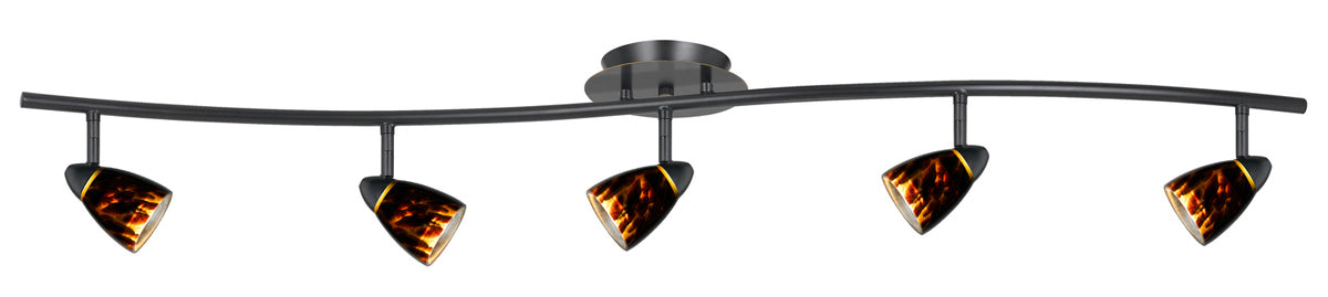  5-Light Pendant In Dark Bronze With Brown Spot Glass