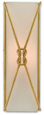  Ariadne 1-Light Wall Sconce In Contemporary Gold Leaf With Off-White Shantung Shade