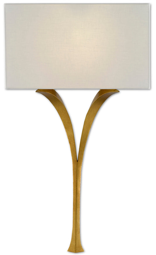  Choisy 1-Light Wall Sconce In Antique Gold Leaf With White Linen Shade